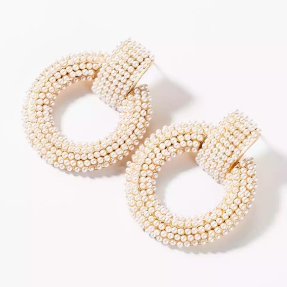 Zara Jewelry 235 Zara Pearl Studded Gold Drop Hoop Earrings Poshmark